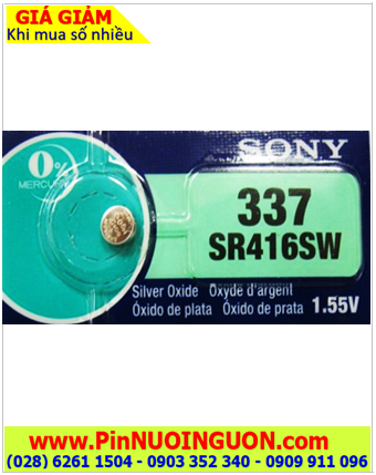 Sony SR416SW _Pin 337; Pin đồng hồ 1.55v Silver Oxide Sony SR416SW _Pin 337 (Xuất xứ Indonesia)